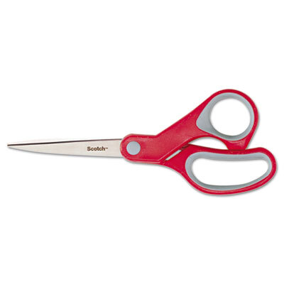 MMM1428 Multi-Purpose Scissors, Pointed, 8" Length, 3-3/8" Cut, Red/Gray