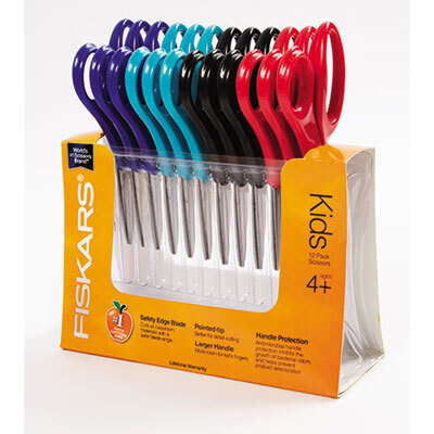FSK95017197J Children's Safety Scissors, Blunt, 5 in. Length, 1-3/4 in. Cut, 12/Pack