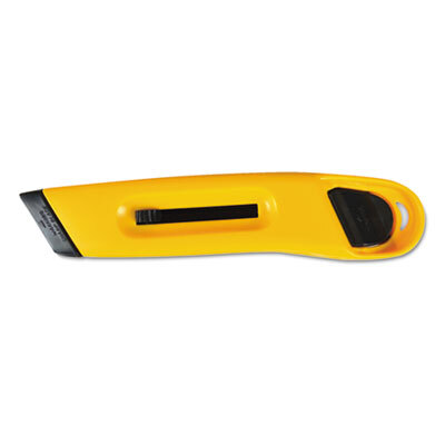 COS091467 Plastic Utility Knife w/Retractable Blade & Snap Closure, Yellow