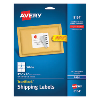 AVE8164 Shipping Labels w/Ultrahold Ad & TrueBlock, Inkjet, 3 1/3 x 4, White, 150/Pack
