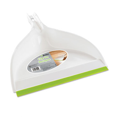 BUT414350 Clip-On Dust Pan, Plastic, 9 1/2" Wide, 5" Handle, White, 6/Box