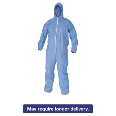 KCC45023 A60 Elastic-Cuff & Back Hooded Coveralls, Blue, Large, 24/Case