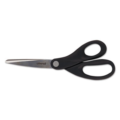 UNV92009 Economy Scissors, 8" Length, Straight Handle, Stainless Steel, Black