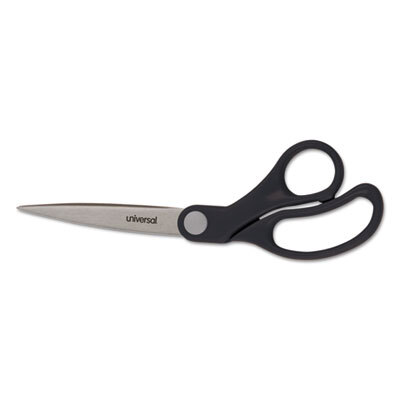 UNV92010 Economy Scissors, 8" Length, Bent Handle, Stainless Steel, Black