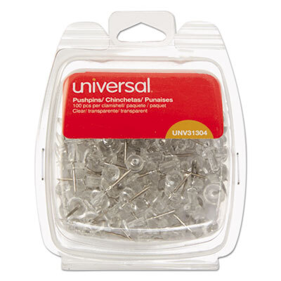 UNV31304 Clear Push Pins, Plastic, 3/8", 100/Pack