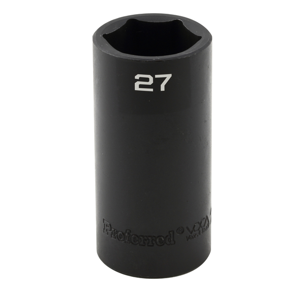S33127 IMPACT 1/2" DRIVE METRIC SOCKET 27MM - 1/2" DR. 6 PT. METRIC DEEP IMPACT SOCKET DEEP IMPACT