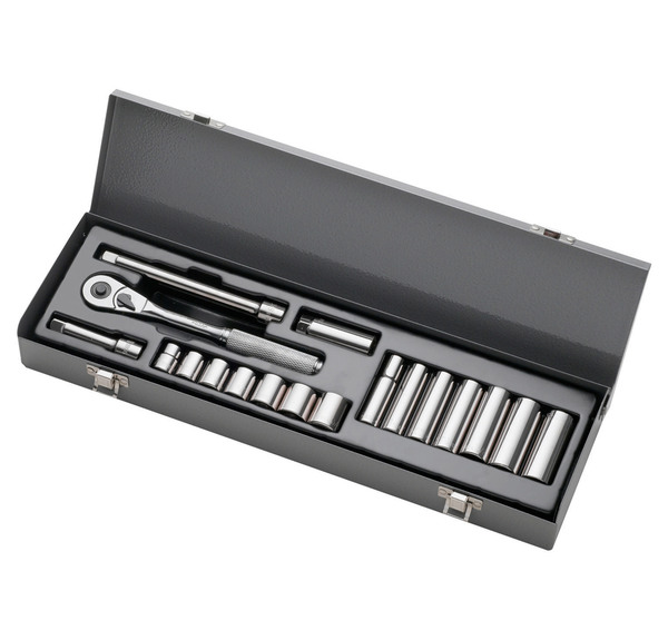 S50012 USA SOCKET MASTER SET ARM 18 PIECE 3/8" DR. SOCKET MASTER SET (SAE 12 PT STND & DEEP) 3/8" DRIVE