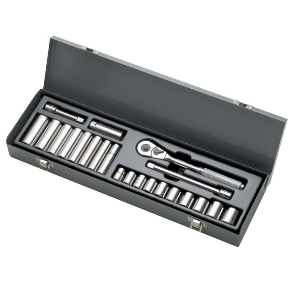 S50013 USA SOCKET MASTER SET ARM 22 PIECE 3/8 DR. SOCKET MASTER SET (METRIC 6 PT STND & DEEP) 3/8" DRIVE