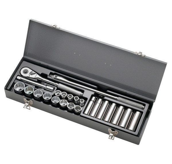 S50014 USA SOCKET MASTER SET ARM 23 PIECE 1/2" DR. SOCKET MASTER SET (SAE 6 & 12 PT STND & DEEP) 1/2" DRIVE