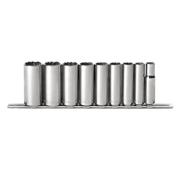 S54002 USA 3/8" DRIVE STANDARD SAE SOCKET SET ARM 9 PIECE 3/8" DR. SAE 12 POINT DEEP SOCKET SET DEEP