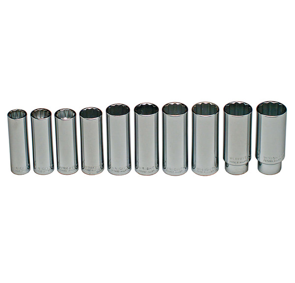 S55001 USA 1/2" DRIVE STANDARD METRIC SOCKET SET WRT 10 PIECE 1/2" DR. METRIC 12 POINT DEEP SOCKET SET DEEP