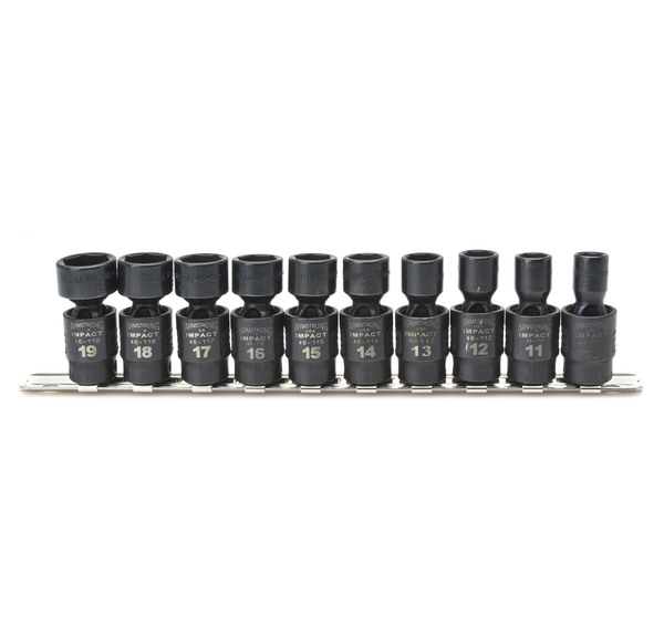 S58002 USA 3/8" DRIVE IMPACT METRIC SOCKET SET ARM 10 PIECE 3/8" DR. METRIC 6 POINT SWIVEL IMPACT SOCKET SE