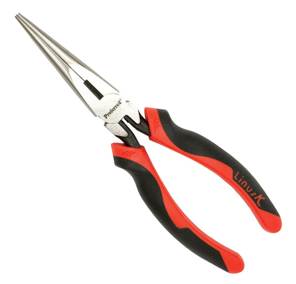T19002 PROFERRED SIDE CUTTING LONG NOSE PLIERS WITH CUTTER, TPR GRIP 7" LENGTH