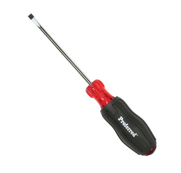 T25011 PROFERRED ACETATE CUSHION GRIP SCREWDRIVER 1/4"X4" SLOTTED - RED ACETATE