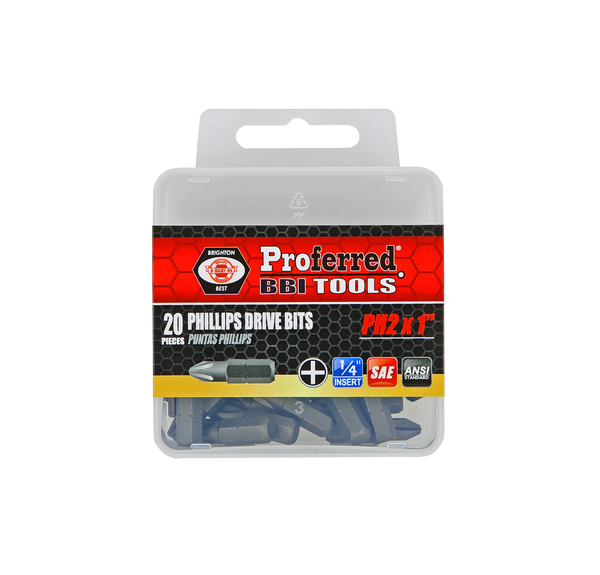 T50003 PHILLIPS DRIVE BITS PHILLIPS #2 (1" INSERT) 1" LENGTH WITH 1/4" HEX SHANK