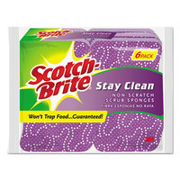 MMM202066 Stay Clean Non-Scratch Scrub Sponges, 3 3/16 x 7/8 x 4 3/4, Purple, 6/Pack