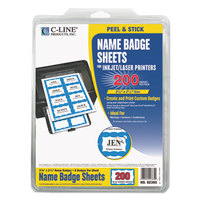 Laser Printer Name Badges, 3 3/8 x 2 1/3, White/Blue, 200/Box Laser Printer Name Badges, 3 3/8 x 2 1/3, White/Blue, 200/Box