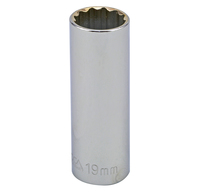 S24319 1/2" DRIVE METRIC SOCKET 19MM - 1/2" DR. 12 PT. METRIC DEEP SOCKET DEEP